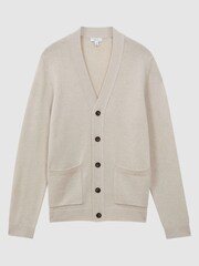 Reiss Heather Melange Kingsford Wool Blend Button-Through Cardigan - Image 2 of 6