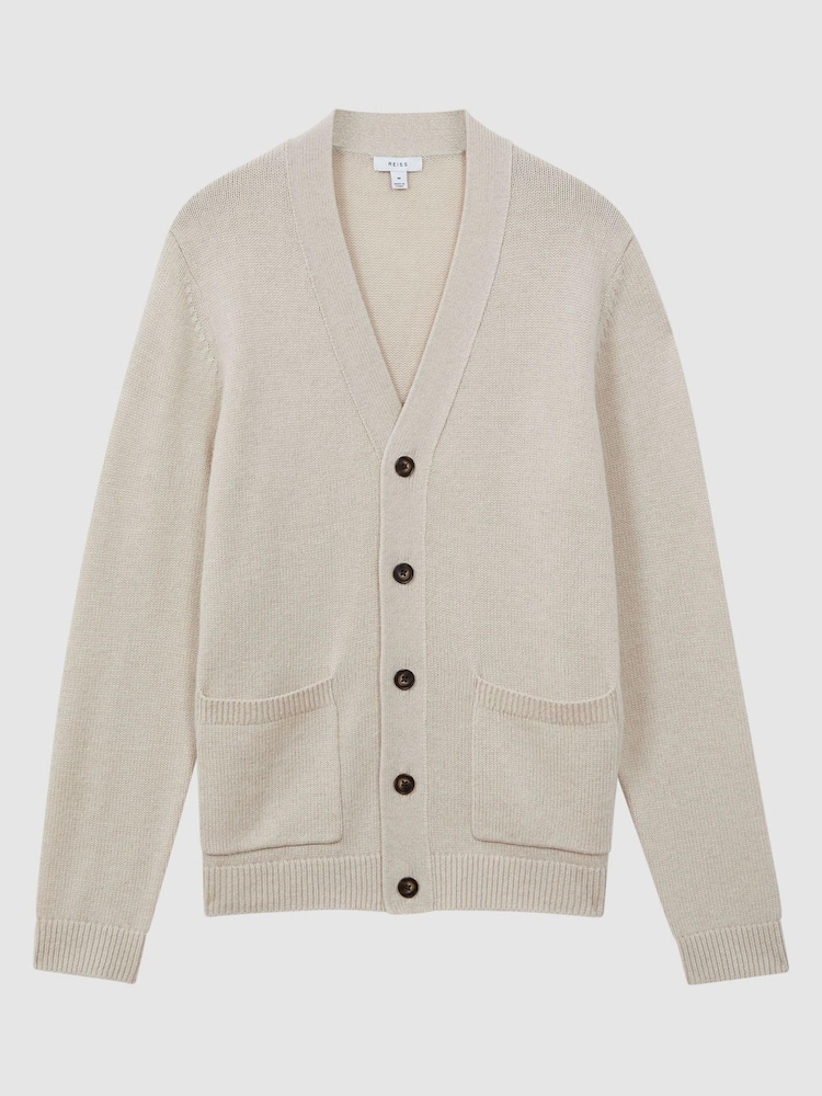 Reiss Heather Melange Kingsford Wool Blend Button-Through Cardigan - Image 2 of 6