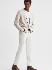Reiss Heather Melange Kingsford Wool Blend Button-Through Cardigan - Image 3 of 6