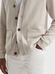 Reiss Heather Melange Kingsford Wool Blend Button-Through Cardigan - Image 4 of 6