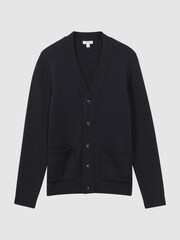 Reiss Navy Kingsford Wool Blend Button-Through Cardigan - Image 2 of 4