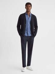 Reiss Navy Kingsford Wool Blend Button-Through Cardigan - Image 3 of 4
