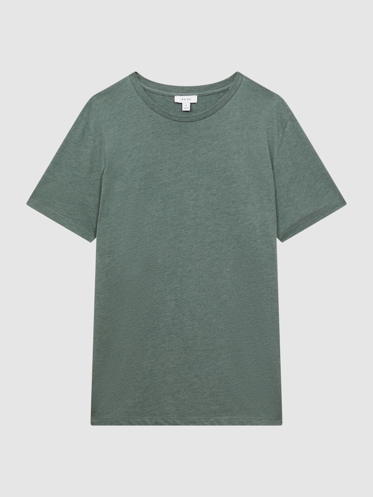 Reiss Thyme Melange Bless Cotton Crew Neck T-Shirt - Image 2 of 5