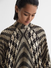 Reiss Black/White Kate Dogtooth Midi Dress - Image 4 of 7