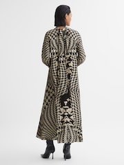 Reiss Black/White Kate Dogtooth Midi Dress - Image 5 of 7