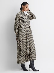Reiss Black/White Kate Dogtooth Midi Dress - Image 6 of 7