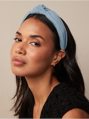 Denim Blue Structured Knot Headband - Image 1 of 3