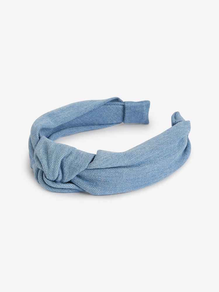 Denim Blue Structured Knot Headband - Image 3 of 3