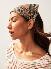 Brown Floral Elasticated Scarf Headband - Image 1 of 1