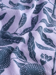 Morris & Co. Lilac/Blue Fruit Linen Blend Puff Sleeve Mini Dress - Image 6 of 6