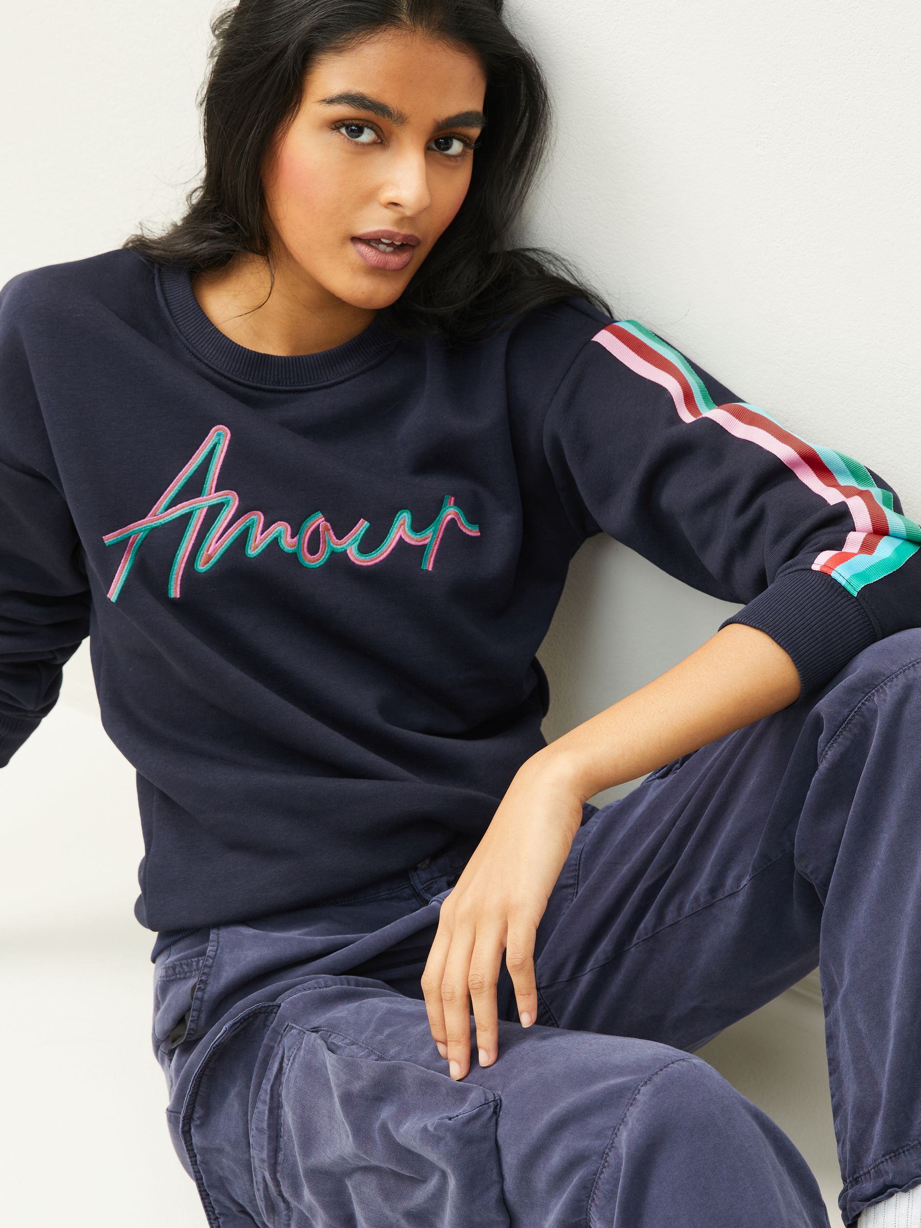 Buy Navy Blue Amour Rainbow Graphic Slogan Sweatshirt from Next Luxembourg