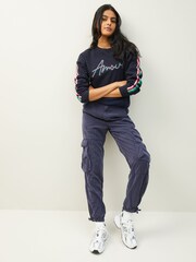 Navy Blue Amour Rainbow Graphic Slogan Sweatshirt - Image 2 of 7