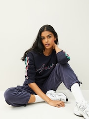 Navy Blue Amour Rainbow Graphic Slogan Sweatshirt - Image 3 of 7