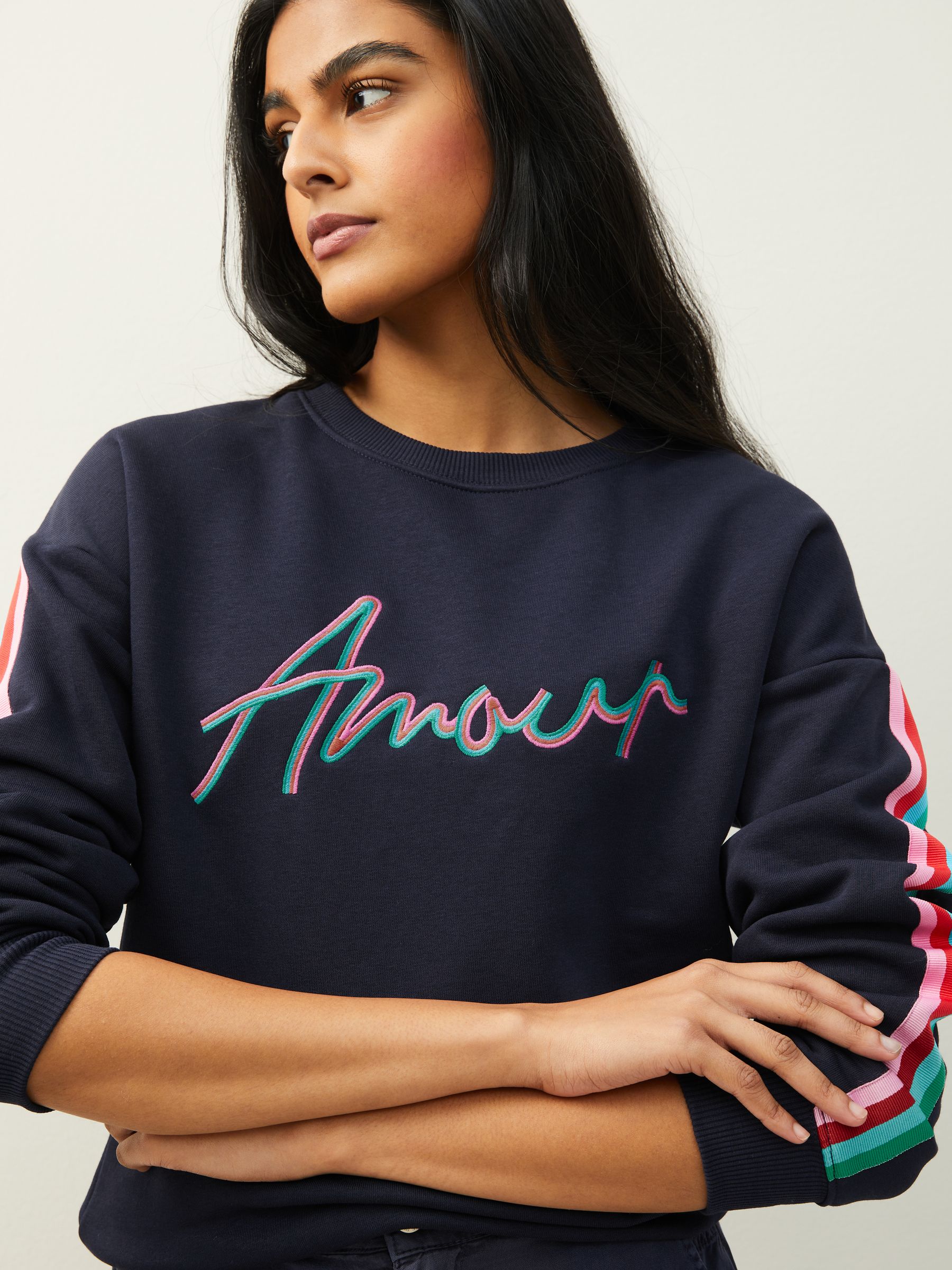 Buy Navy Blue Amour Rainbow Graphic Slogan Sweatshirt from Next Luxembourg