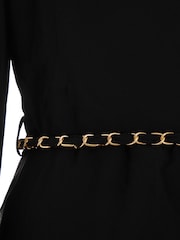 Quiz Black Chiffon Cowl Neck Long Sleeve Tiered Black Dress - Image 4 of 4