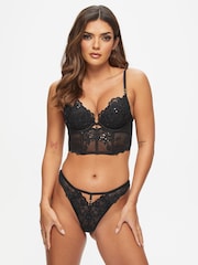 Ann Summers Black Padded Icon Embroidered Padded Plunge Bra - Image 4 of 6