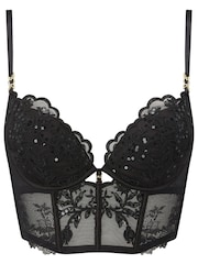 Ann Summers Black Padded Icon Embroidered Padded Plunge Bra - Image 6 of 6