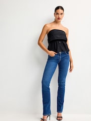 Black Bandeau 100% Cotton Poplin Top - Image 2 of 7