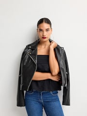 Black Bandeau 100% Cotton Poplin Top - Image 3 of 7