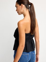 Black Bandeau 100% Cotton Poplin Top - Image 4 of 7