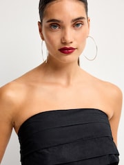Black Bandeau 100% Cotton Poplin Top - Image 5 of 7