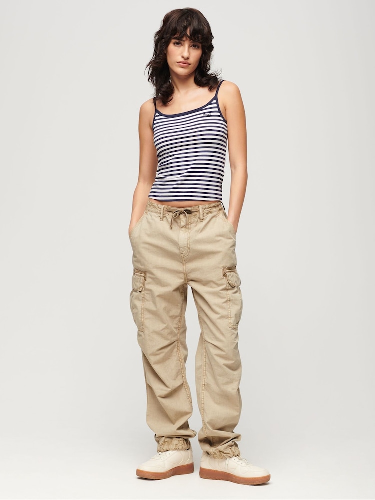 Superdry Brown Lightweight Beach Cargo Trousers - Image 3 of 7