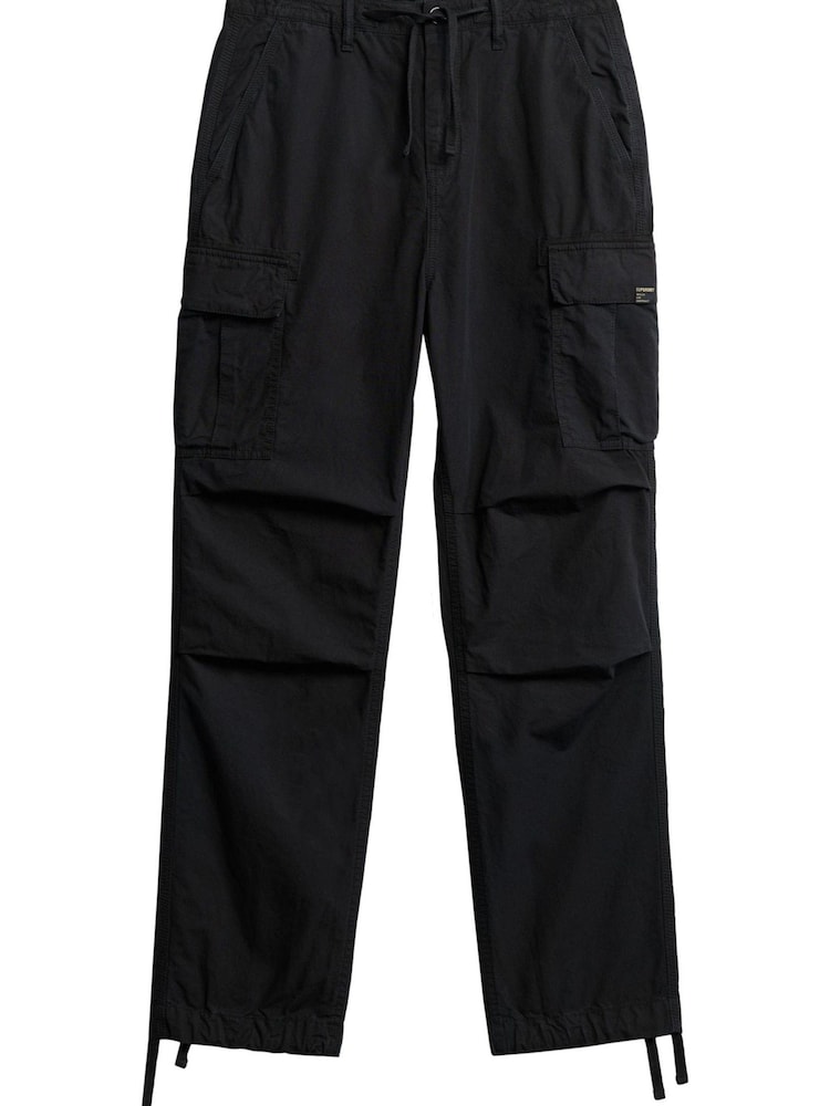 Superdry Black Low Rise Para Cargo Utility 100% Cotton Trousers - Image 1 of 1