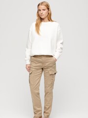 Superdry Brown Mid Rise Slim Cargo Utility 100% Cotton Trousers - Image 1 of 7