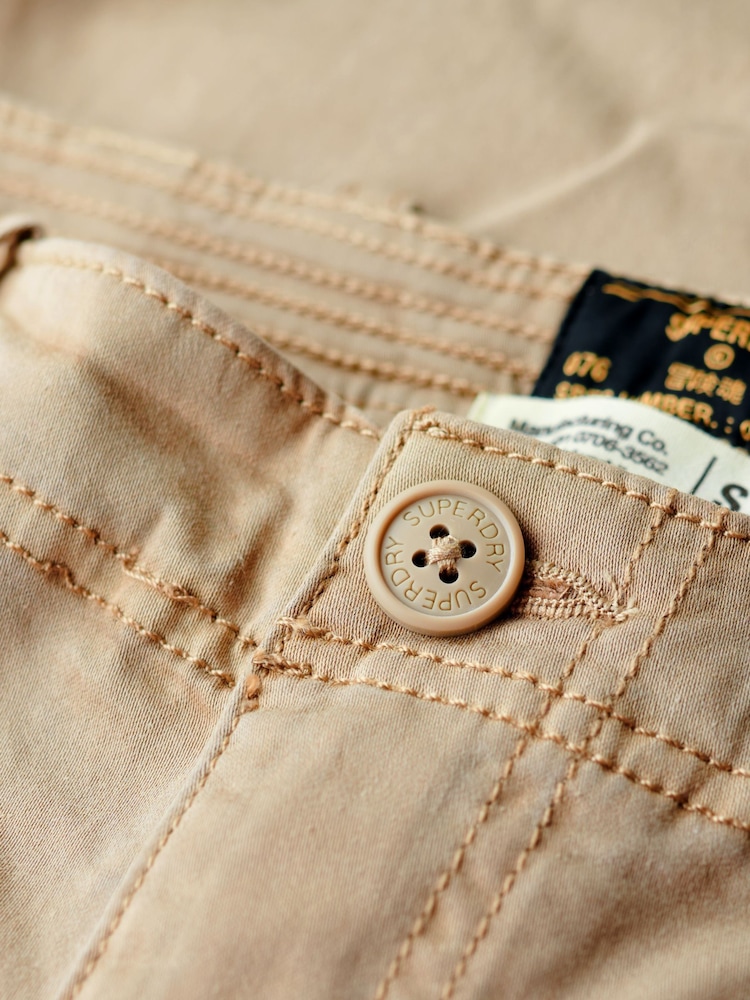 Superdry Brown Mid Rise Slim Cargo Utility 100% Cotton Trousers - Image 7 of 7