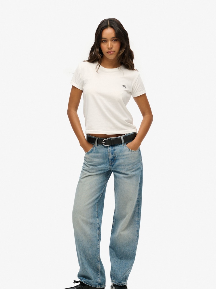 Superdry Baltimore Blue Mid Rise 100% Cotton Wide Leg Jeans - Image 1 of 7 Superdry Baltimore Blue Mid Rise 100% Cotton Wide Leg Jeans - Image 1 of 7