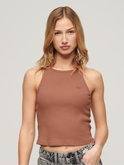 Superdry Brown Essential Branded Cami Top - Image 1 of 5