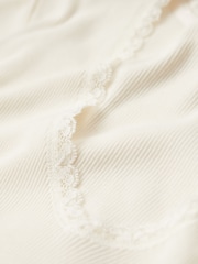 Superdry 100% Cotton Esențiale Lace Trim Decolteu în V Tricou - Imaginea 6 din 6