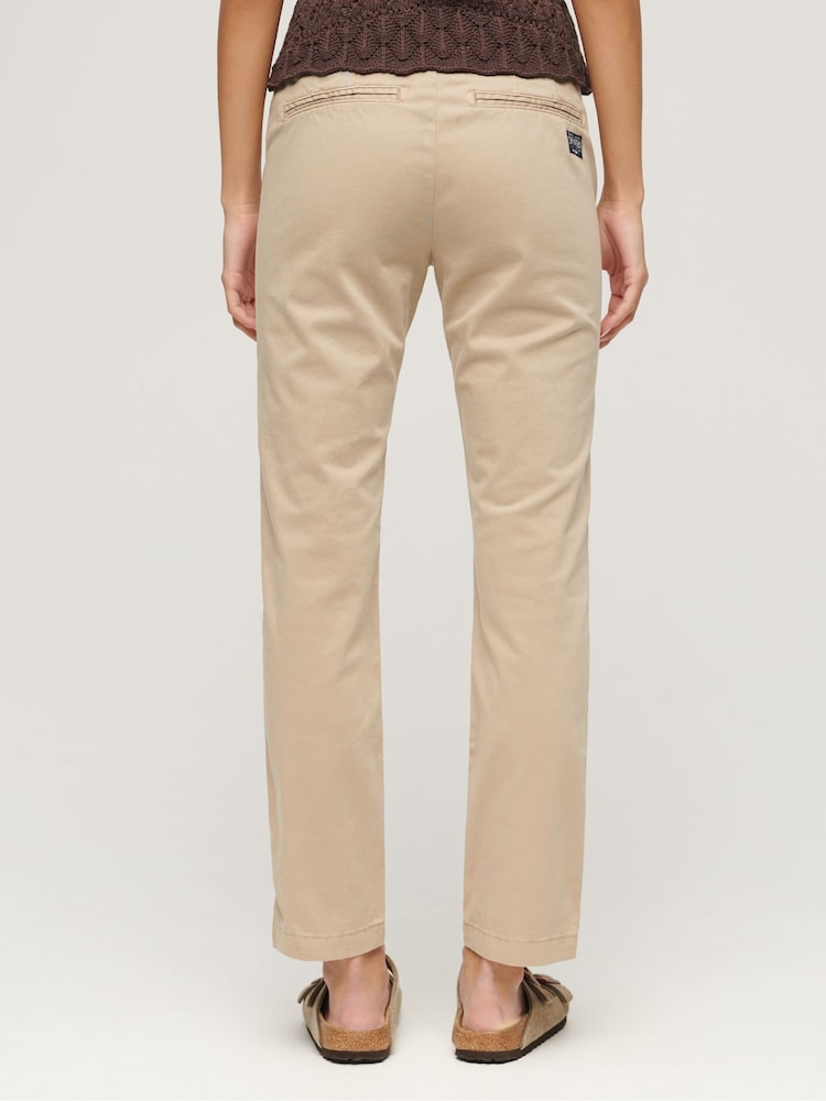 Superdry Brown 100% Cotton Mid Rise Chino Trousers - Image 2 of 5