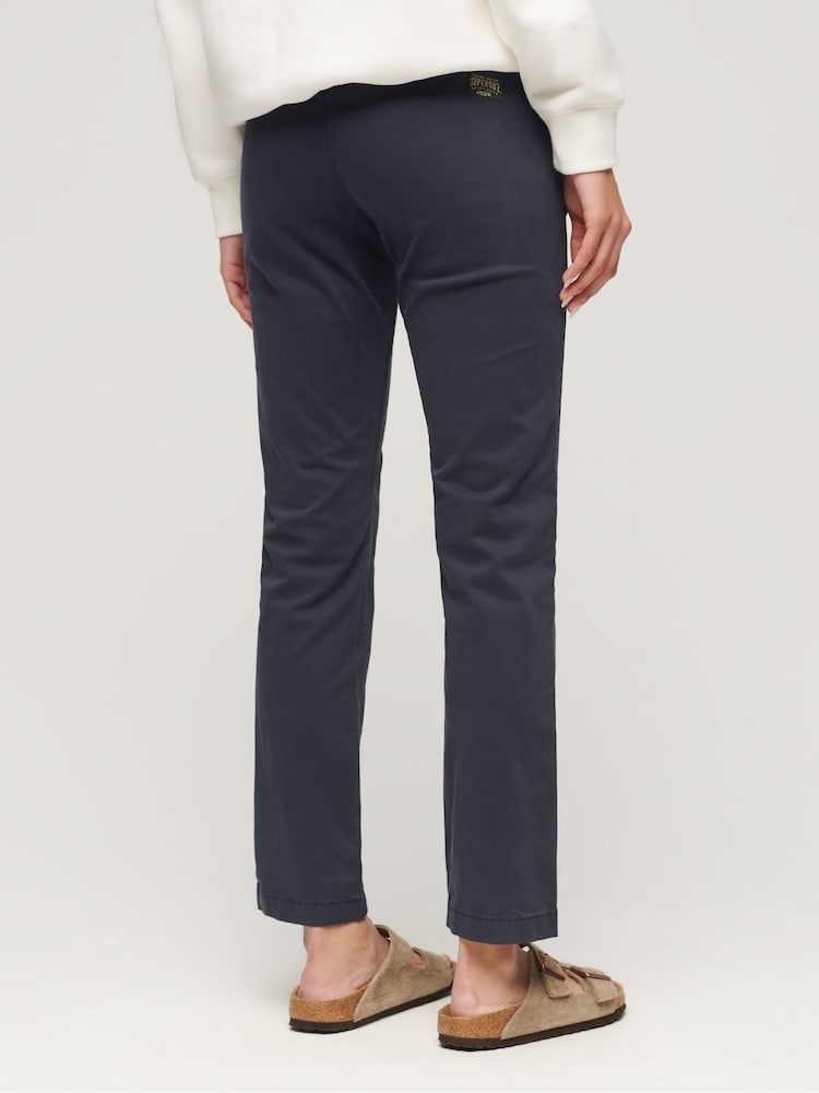 Superdry Blue 100% Cotton Mid Rise Chino Trousers - Image 2 of 5