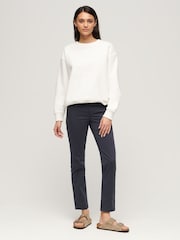 Superdry Blue 100% Cotton Mid Rise Chino Trousers - Image 3 of 5