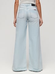 Superdry Blue Raw Hem Wide Leg Flare Jeans - Image 2 of 7