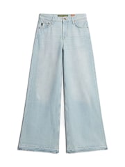 Superdry Blue Raw Hem Wide Leg Flare Jeans - Image 7 of 7