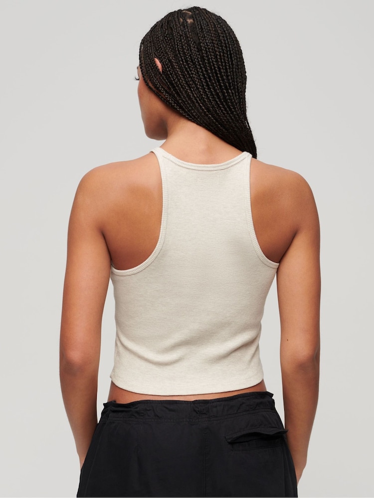 Superdry Cream Essential Branded Cami Top - Image 2 of 6