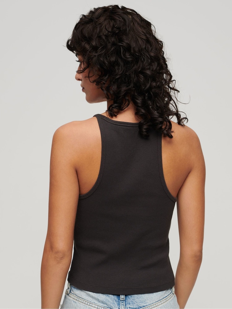 Superdry Bison Black Essential Branded Cami Top - Image 1 of 6