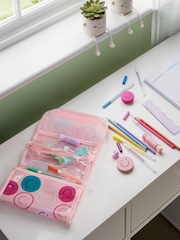 Pink Smiley Faces Filled Fold Up Pencil Case - Image 1 of 5