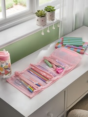 Pink Smiley Faces Filled Fold Up Pencil Case - Image 2 of 5