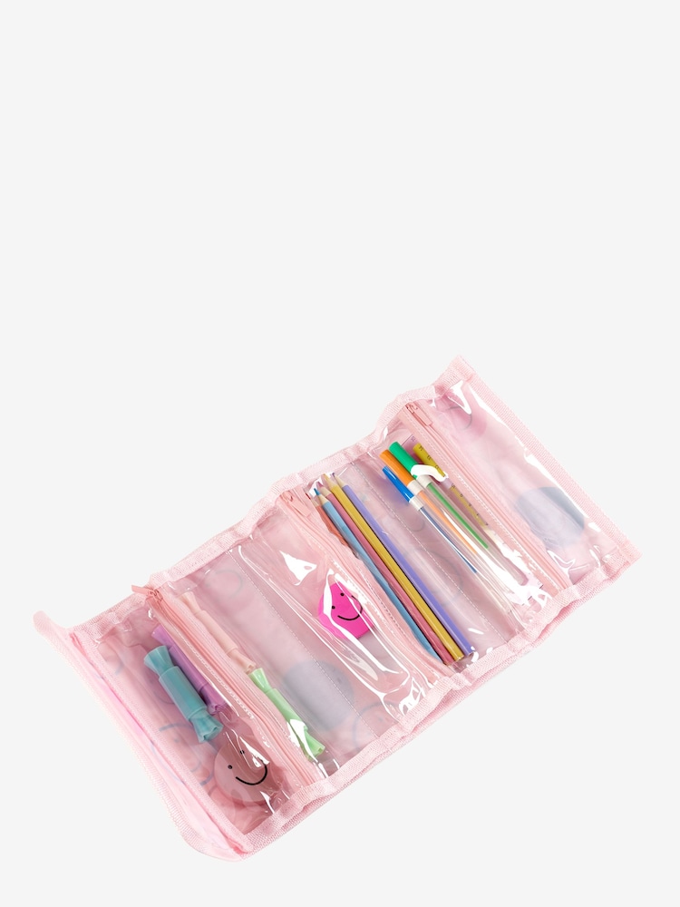 Pink Smiley Faces Filled Fold Up Pencil Case - Image 5 of 5