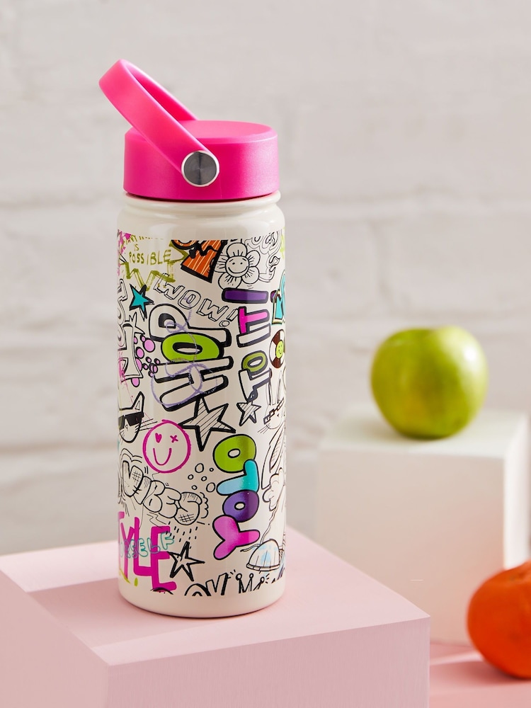 Pink Graffiti Metal Water Bottle - Image 1 of 3