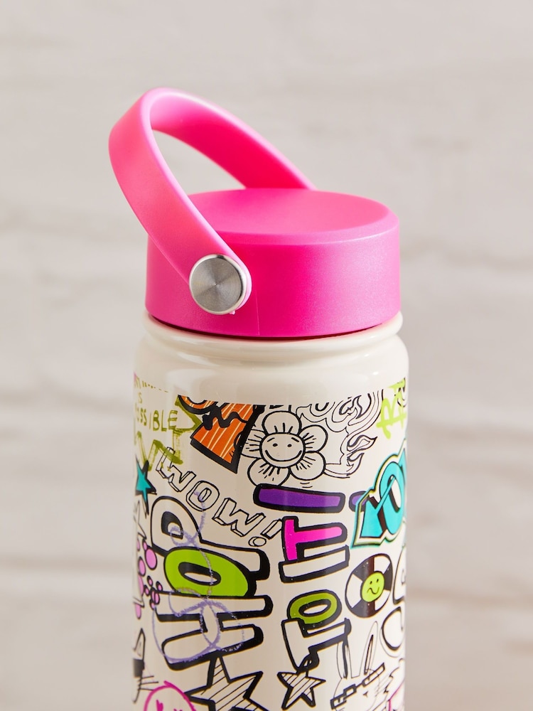 Pink Graffiti Metal Water Bottle - Image 2 of 3 Pink Graffiti Metal Water Bottle - Image 2 of 3