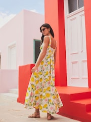 Cream Lemon Print Maxi Summer Dress - Image 4 of 8
