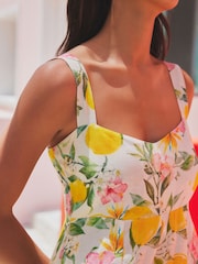 Cream Lemon Print Maxi Summer Dress - Image 5 of 8