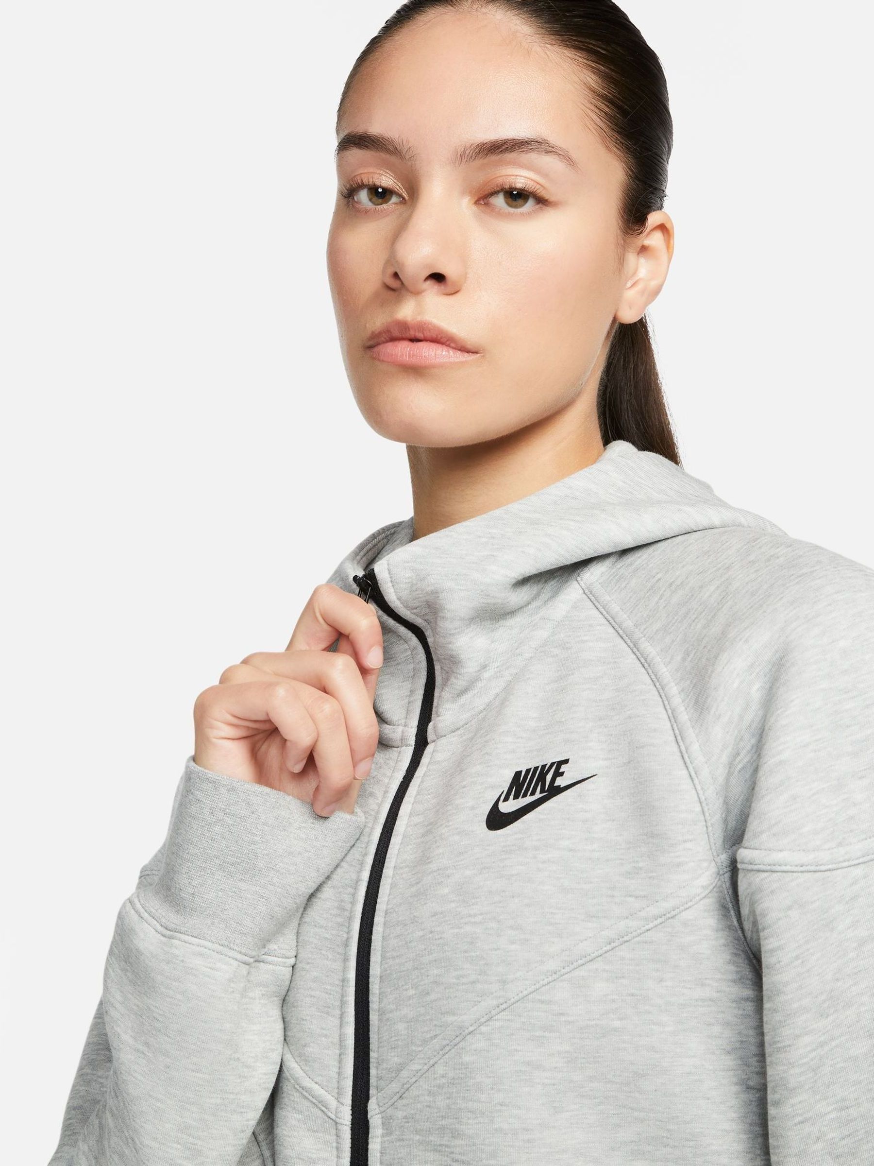 Nike tech fleece zip through hoodie in grey deals