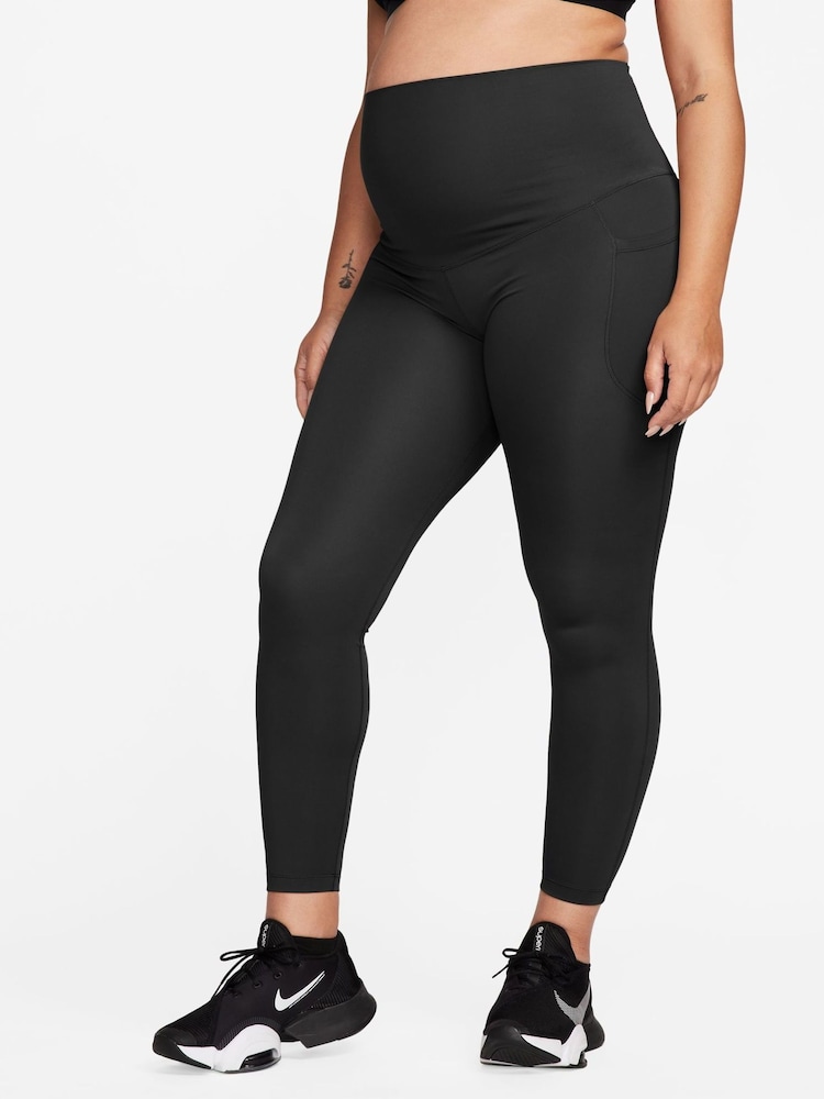 Nike Black Maternity One High-Waisted 7/8 Leggings With Pockets - Image 1 of 4