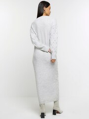 River Island Grey Diamante Jumper Midi Dress - Image 2 of 6