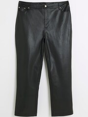 River Island Black Plus Faux Leather Straight Leg Trousers - Image 5 of 6